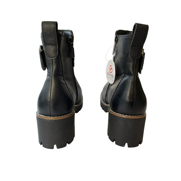 Blondo Black Dagger Waterproof Bootie Nubuck Leather Lug Sole 8.5 NWOB - Picture 4 of 8